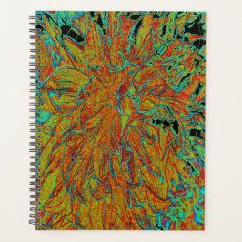 Agenda Abstrato Burnt Orange and Green Dahlia Bloom