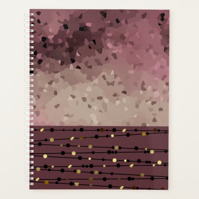 Agenda Abstrato, castanho, rosa, castanho-rosa (Frente)