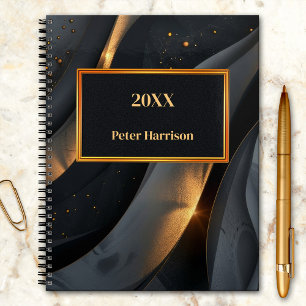 Agenda Abstrato Celestial Negro Dourado