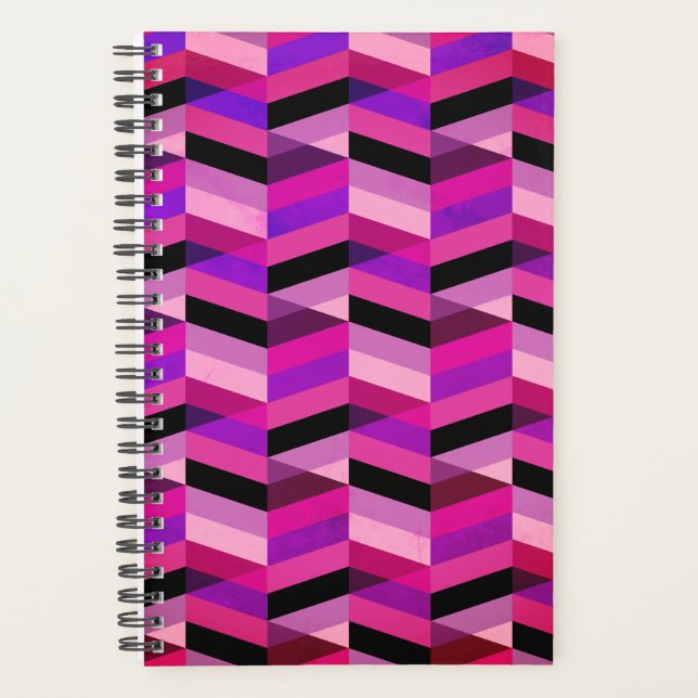 Agenda Abstrato Chevron/Herringbone | Rúpias e Violetas (Frente)