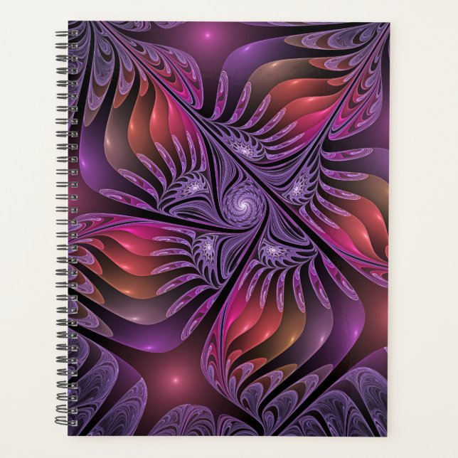 Agenda Abstrato de Fantasia Colorida Fractal Roxo (Frente)