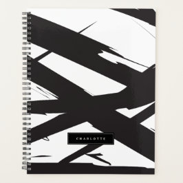 Agenda Abstrato de linha de arte branca e negra