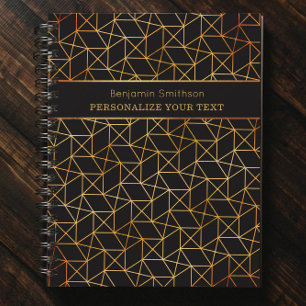 Agenda Abstrato de luxo clássico profissional Dourado neg