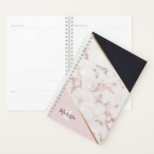 Agenda Abstrato de mármore Dourado, Rosa, Girly