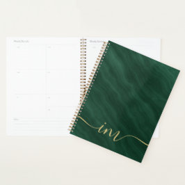 Agenda Abstrato de mármore verde moderno com Dourado -