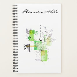 Agenda Abstrato de Primavera de Arte Verde do Modern Plan