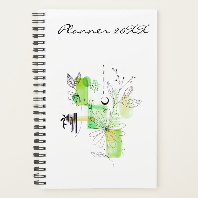 Agenda Abstrato de Primavera de Arte Verde do Modern Plan (Frente)