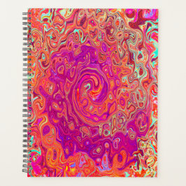 Agenda Abstrato de Retro Coral e espiral de mármore roxo