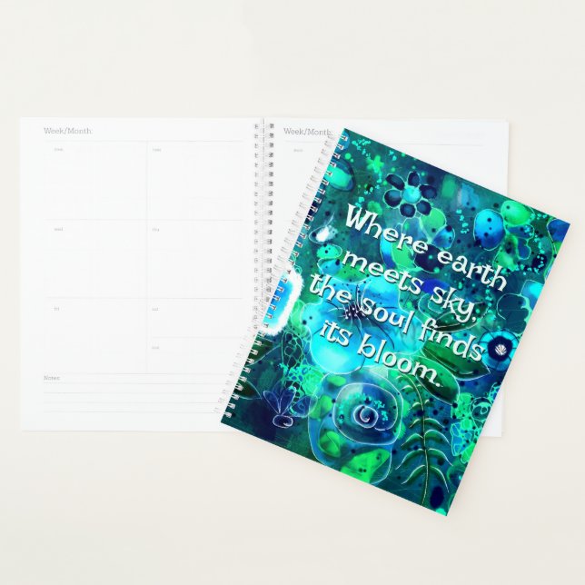 Agenda Abstrato Floral Teal Azul Verde Personalizado (Exibição)