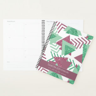 Agenda abstrato fresco dos anos 80 Formas rosa e verde