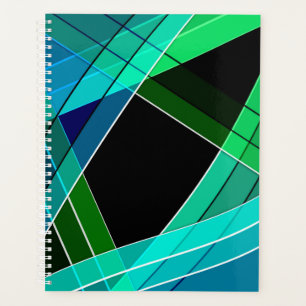 Agenda Abstrato, geométrico, verde, azul, preto