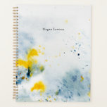 Agenda Abstrato moderno Aquarela Azul e Amarelo<br><div class="desc">Cor d'água abstrato moderna com nome personalizado</div>