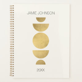 Agenda Abstrato Moon Fases Geométricas de Arte Dourada/Ma