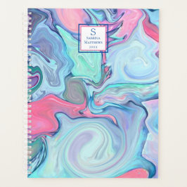 Agenda Abstrato Multicolor Paint Swirl