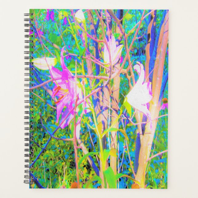 Agenda Abstrato Oriental Lily no Meu Jardim Rubio (Frente)