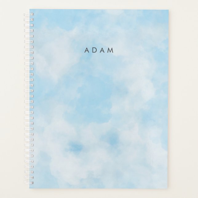 Agenda Abstrato Pastel Blue Sky Clouds Personalizar (Frente)