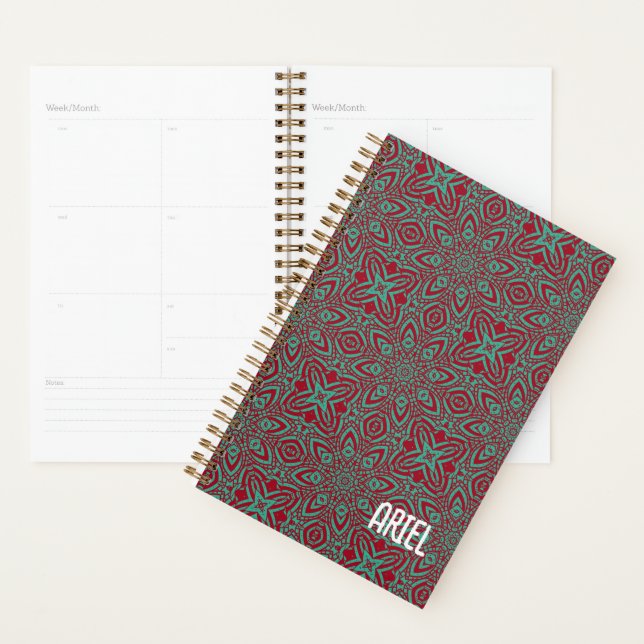 Agenda Abstrato personalizado Burgundy Emerald Green (Exibição)
