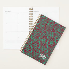 Agenda Abstrato personalizado Burgundy Emerald Green