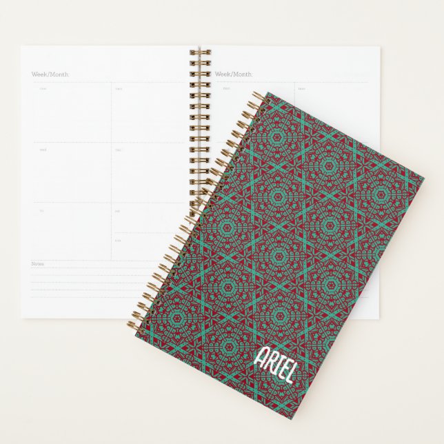 Agenda Abstrato personalizado Burgundy Emerald Green (Exibição)