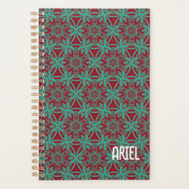 Agenda Abstrato personalizado Burgundy Emerald Green