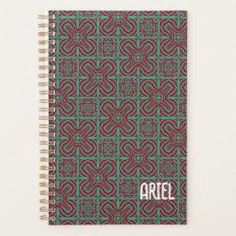 Agenda Abstrato personalizado Burgundy Emerald Green