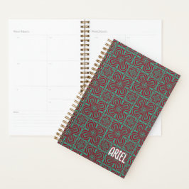 Agenda Abstrato personalizado Burgundy Emerald Green
