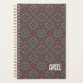 Agenda Abstrato personalizado Burgundy Emerald Green