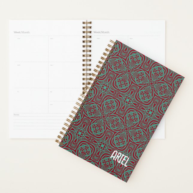 Agenda Abstrato personalizado Burgundy Emerald Green (Exibição)