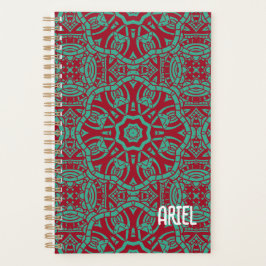 Agenda Abstrato personalizado Burgundy Emerald Green