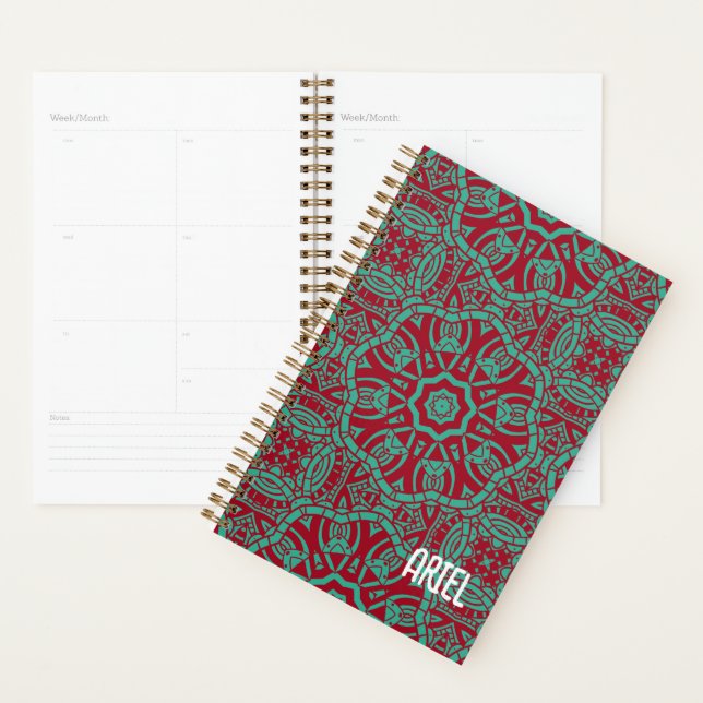 Agenda Abstrato personalizado Burgundy Emerald Green (Exibição)