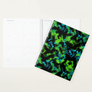 Agenda Abstrato preto e verde