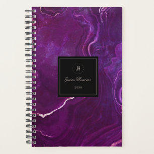 Agenda Abstrato preto roxo preto monograma escura