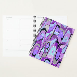 Agenda Abstrato púrpura com azul e preto 