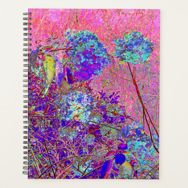 Agenda Abstrato púrpura e azul-hidrangea com magenta (Frente)