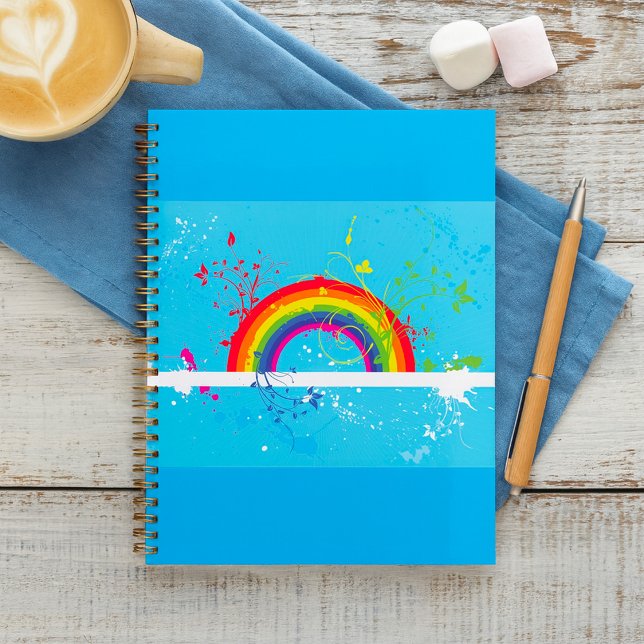 Agenda Abstrato Rainbow Floral Swirls and Paint Splatter (Criador carregado)