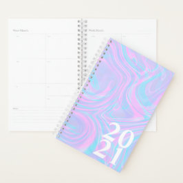 Agenda Abstrato Rosa Mármore 2021 Roxo Turquesa Rosa