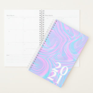 Agenda Abstrato Rosa Mármore 2021 Roxo Turquesa Rosa