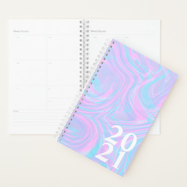 Agenda Abstrato Rosa Mármore 2021 Roxo Turquesa Rosa (Exibição)