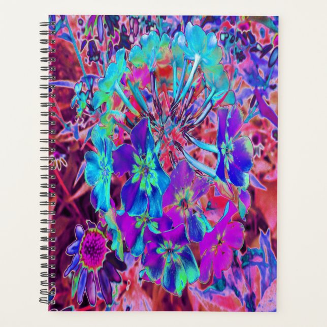 Agenda Abstrato Roxo e Flor Azul (Frente)
