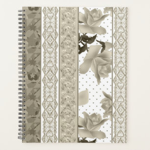 Agenda Abstrato sem costura - rosas de bege de vintage
