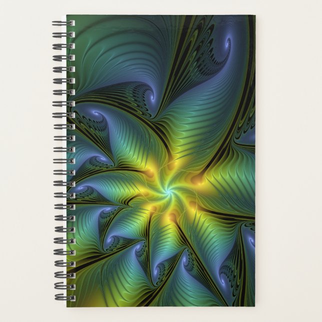 Agenda Abstrato Star, Ouro Verde brilhante Arte Fractal (Frente)