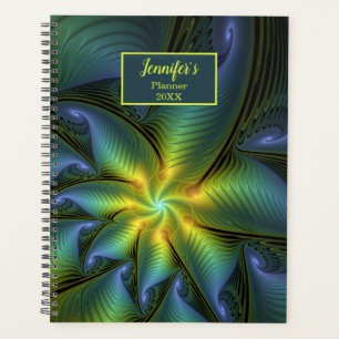 Agenda Abstrato Star Shiny Blue Verde Ouro Fractal