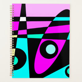 Agenda Abstrato Surfing Turquoise Hot Pink Amarelo Amarel