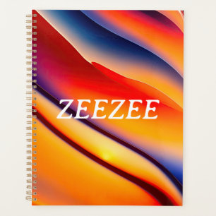 Agenda Abstrato vermelho, laranja e azul ondulado