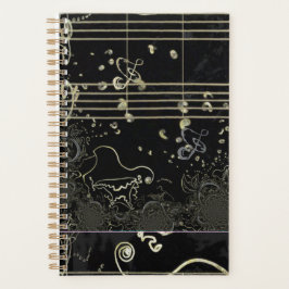 Agenda Abstratos Trabalho de arte Preto Planner