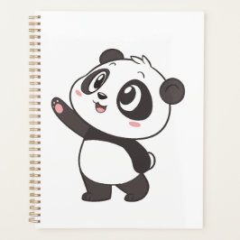 Agenda Acenando com um Urso de Panda Bonito - Design de C