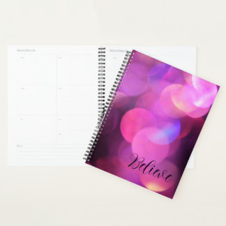 Agenda "Acredite" Script Preto, Diário Roxo Sparkles