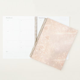 Agenda Acrilico e flores com sotaques de rosegold arte de
