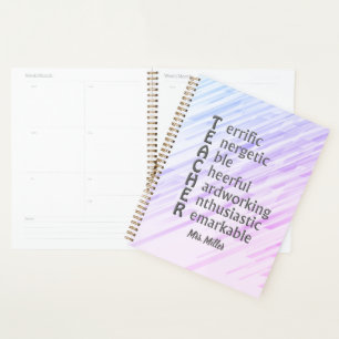 Agenda Acrônimo para Professores Nome Abstrato Planner Ro