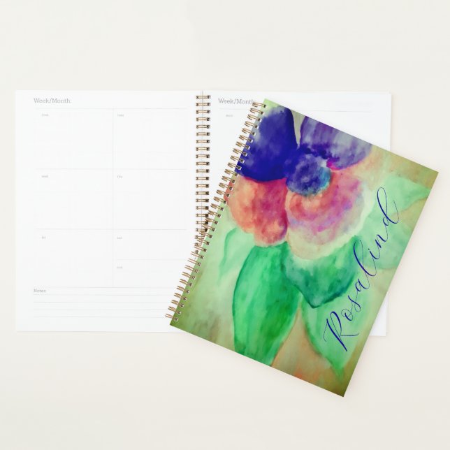 Agenda Adicionar Nome Violet Blue e Pastel Rosa Floral (Exibição)